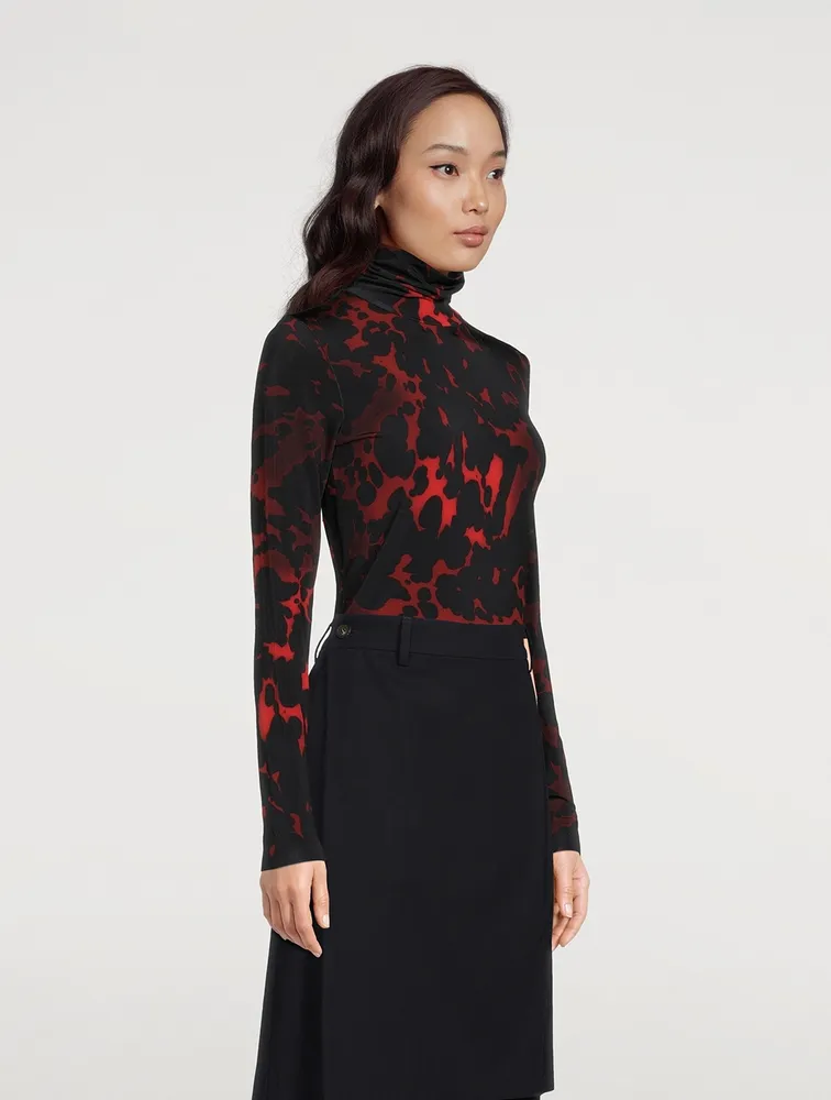 Hosk Printed Turtleneck Top