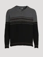 Wool Striped V-Neck Sweater