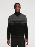 Wool Striped V-Neck Sweater
