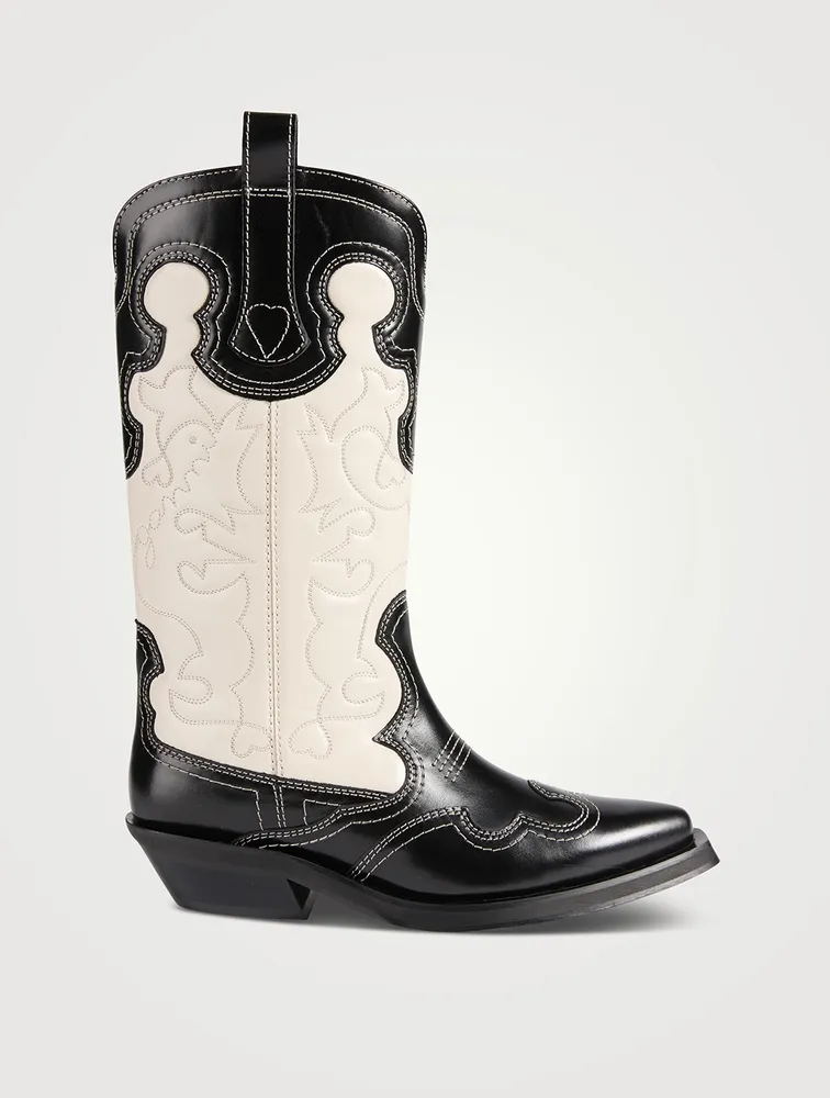 Mid Shaft Embroidered Western Boot