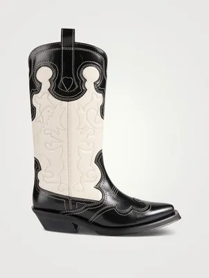 Mid Shaft Embroidered Western Boot