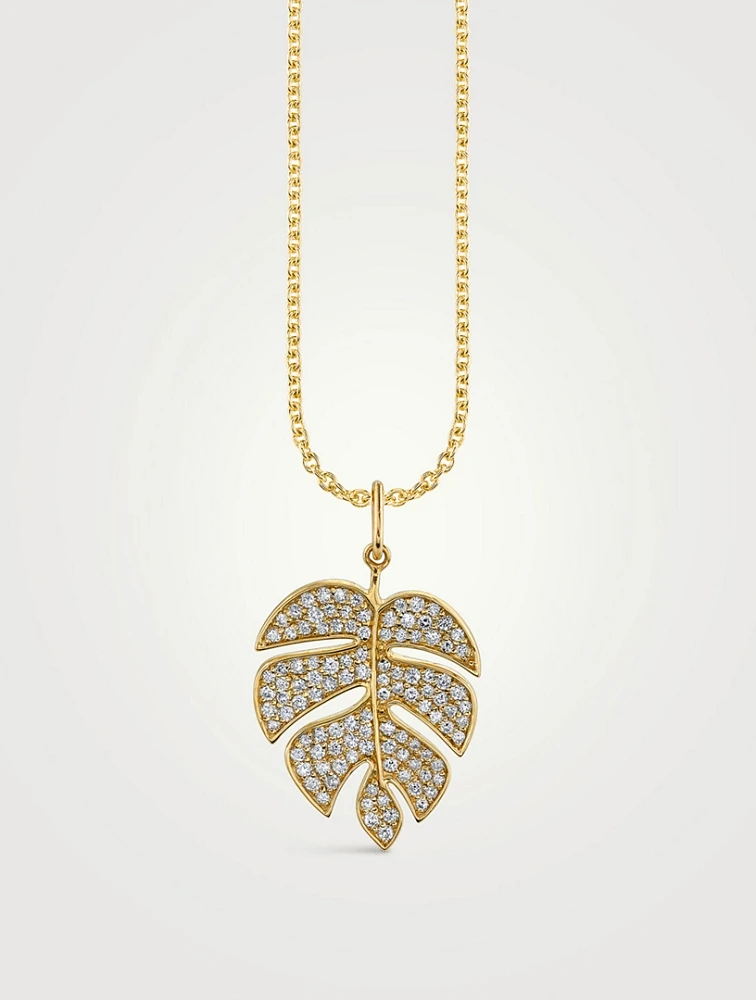 Gold Monstera Leaf Pendant Necklace