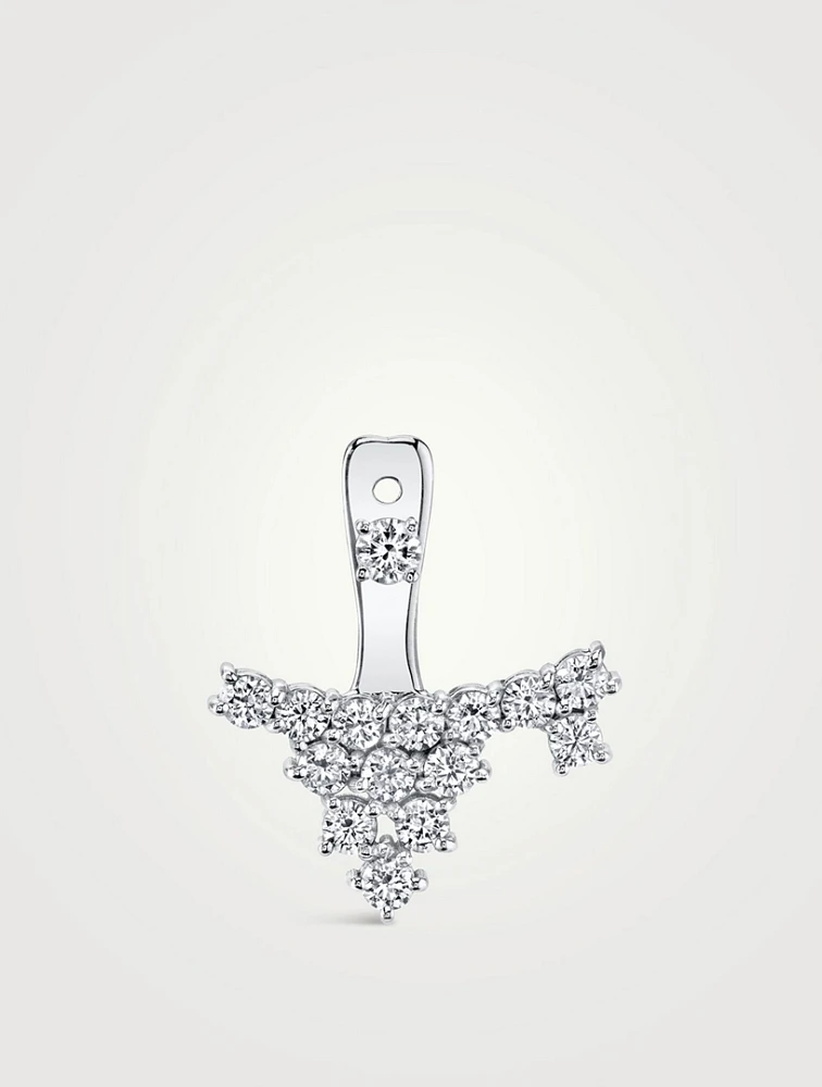 18K White Gold Cluster Ear Jacket With Diamonds