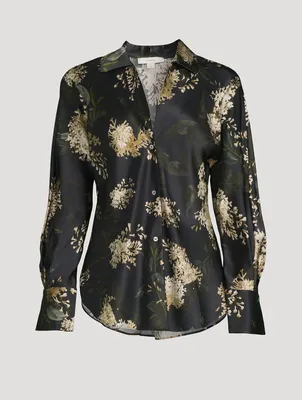 Lilac Bias-Cut Silk Blouse