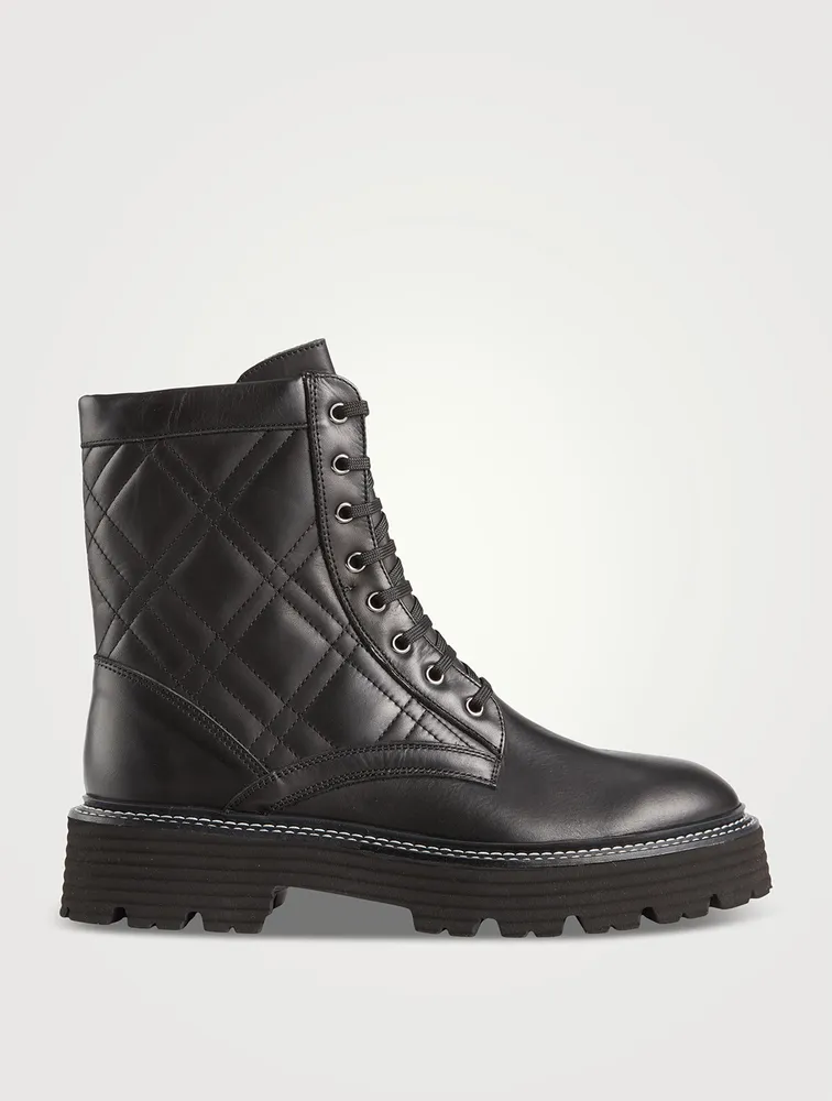 Yasmine Quilted Leather Combat Boots