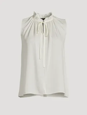 Silk Georgette Tie-Neck Blouse