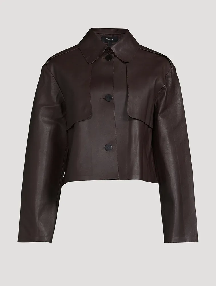 Cropped Leather Trench Coat