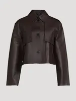 Cropped Leather Trench Coat