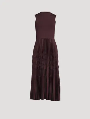 Satin Pleated Midi Dress