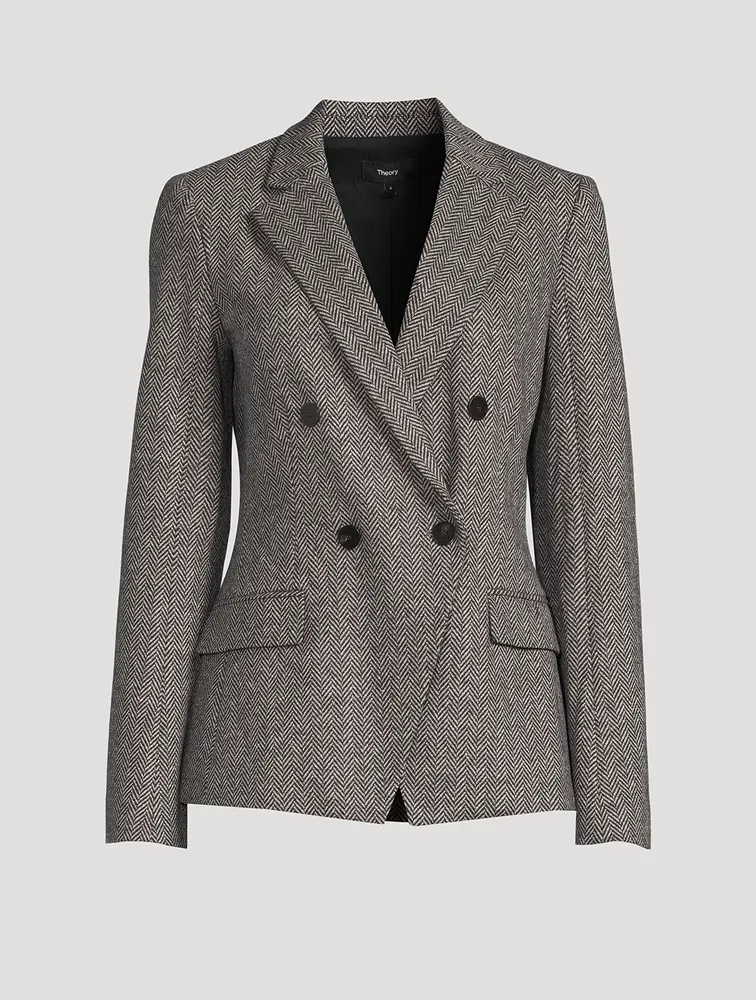 Wool-Blend Angled Blazer