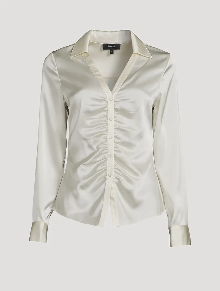 Ruched Button-Down Shirt