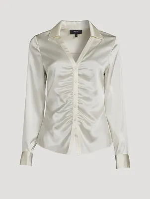 Ruched Button-Down Shirt