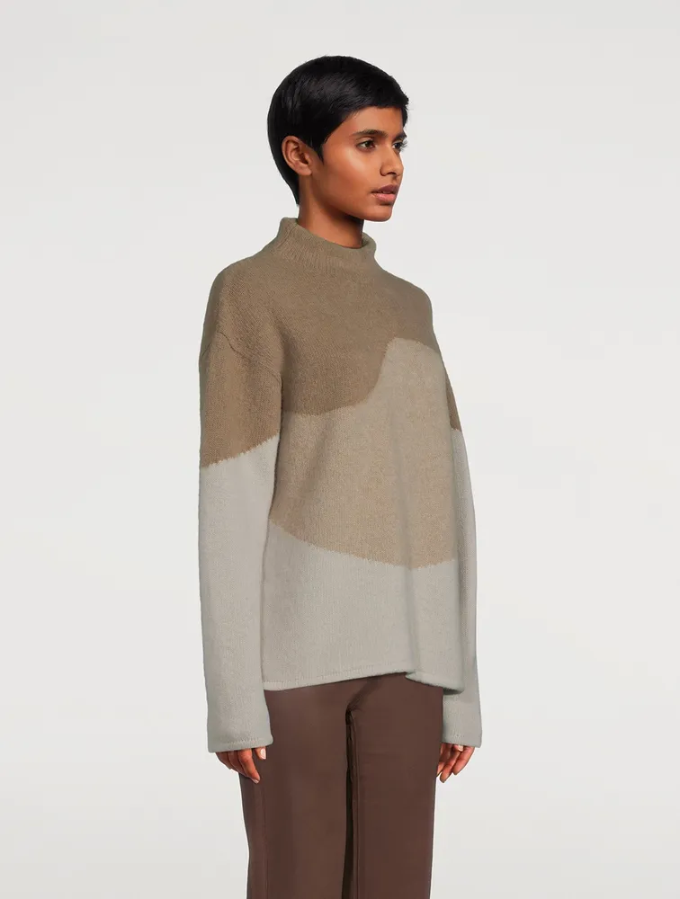 Brushed Intarsia Wool Sweater