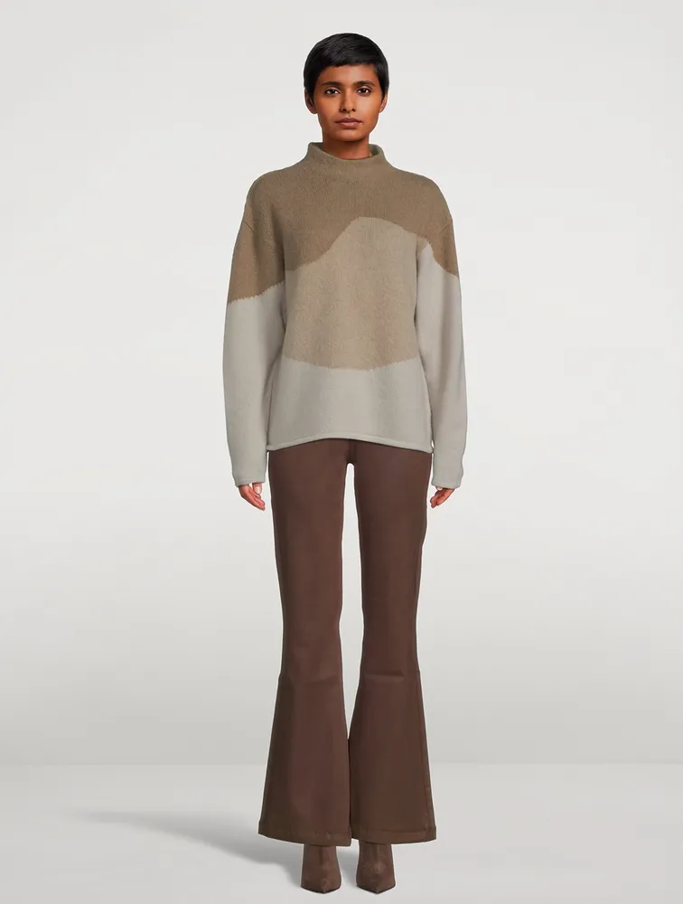 Brushed Intarsia Wool Sweater