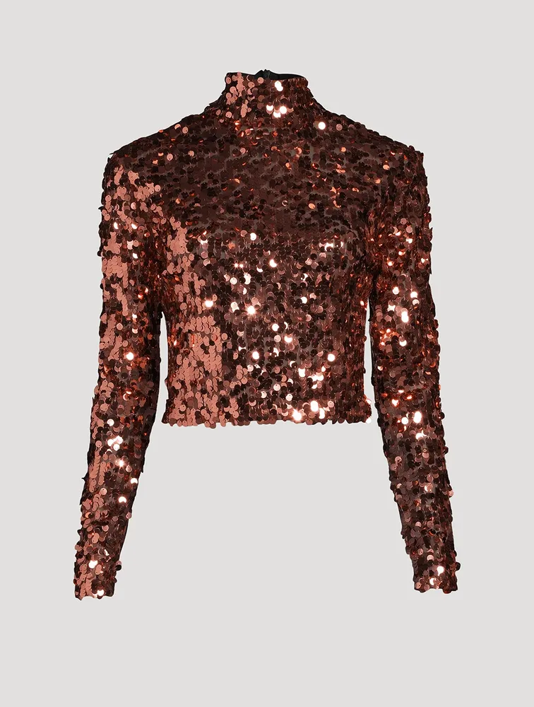 Paillette Mockneck Top