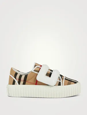 Vintage Check Cotton and Leather Sneakers