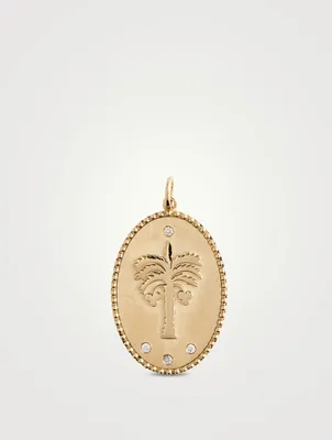 10K Gold Date Palm Token Pendant With Diamonds