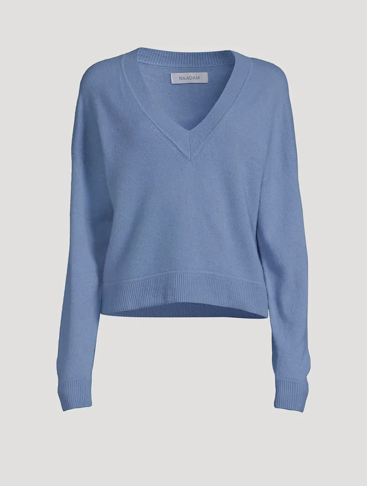Cropped Cashmere V-Neck Sweater