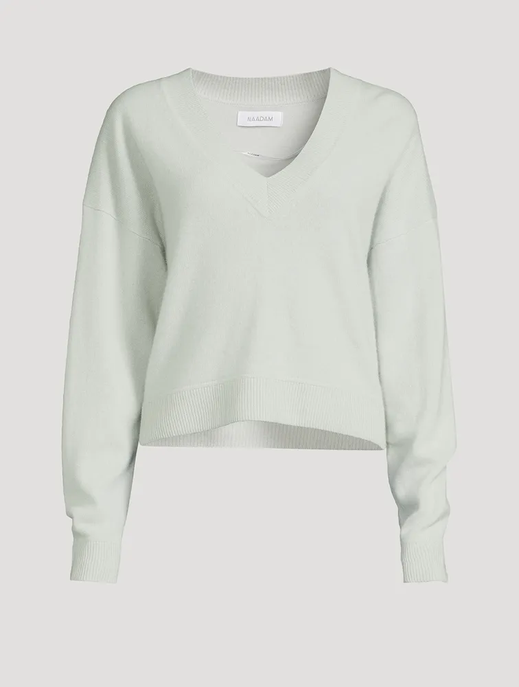 Cashmere Cropped V-Neck Sweater