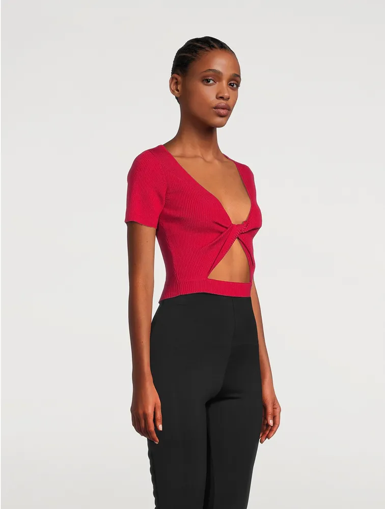 Merino Wool And Silk Reversible Twist Top