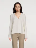 Structured Wool-Blend Crepe Top