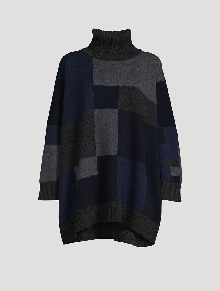 Geometric Jacquard Cashmere Turtleneck Sweater
