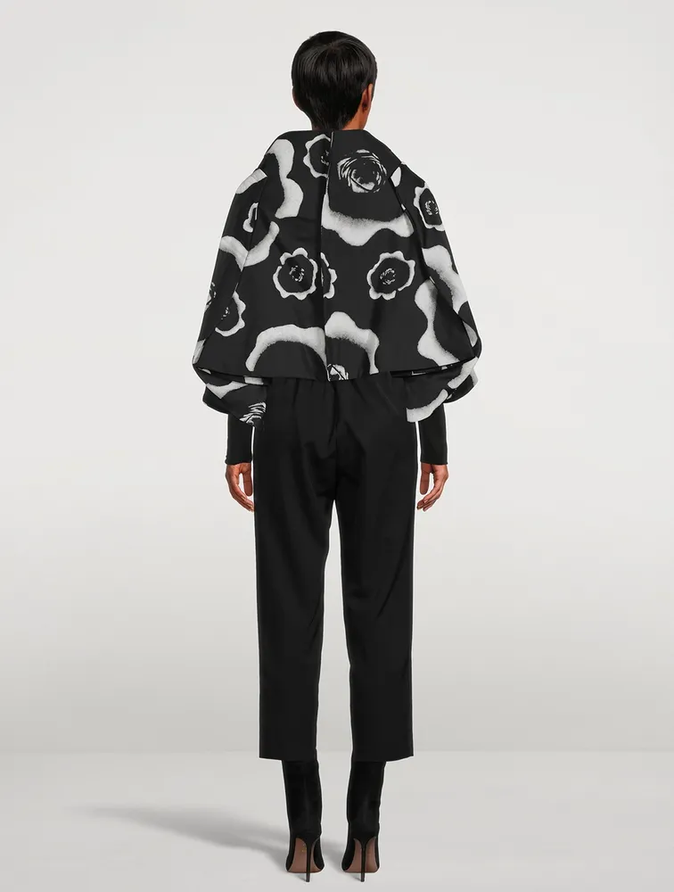 Cropped Wool Jacket Floral Print