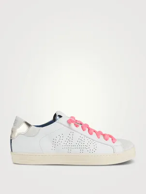 John Metallic Leather And Suede Sneakers