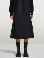 Wool Midi Skirt Chalk Stripe Print