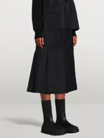 Wool Midi Skirt Chalk Stripe Print