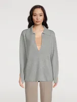 The Wool-Cashmere Open Polo Sweater