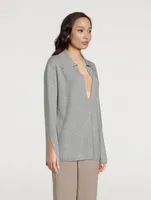 The Wool-Cashmere Open Polo Sweater