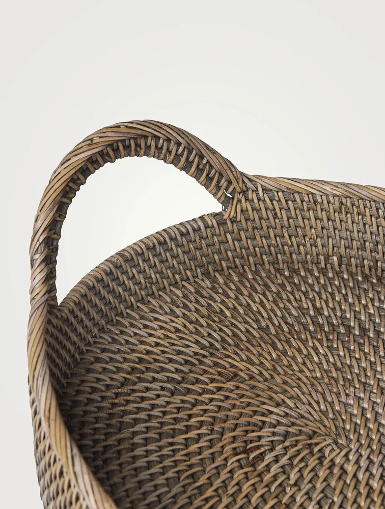 Set Of Three Oval Rattan Trays