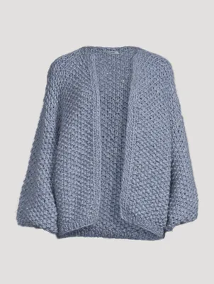 Alpaca-Blend Pearl Pattern Cardigan