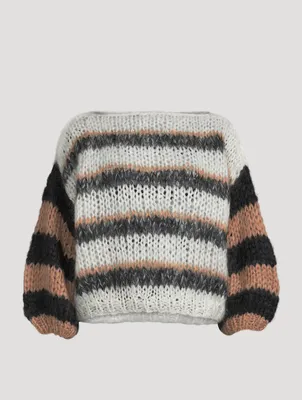 Big Mohair-Blend Sweater Multicolour Stripe
