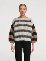 Big Mohair-Blend Sweater Multicolour Stripe