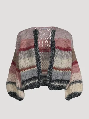 Galore Mohair-Blend Bomber Cardigan Stripe