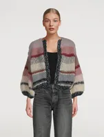 Galore Mohair-Blend Bomber Cardigan Stripe