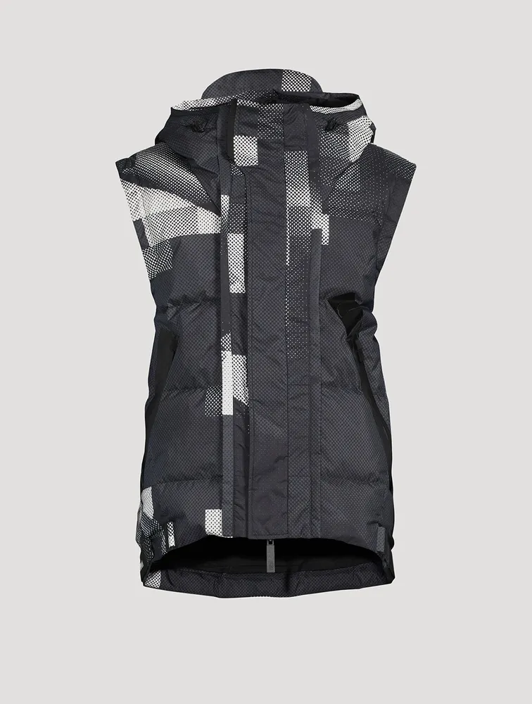 Modular Down Vest Pixel Print
