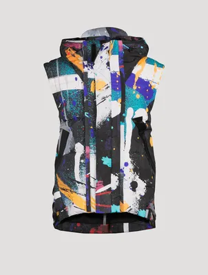 Modular Down Vest Splatter Print