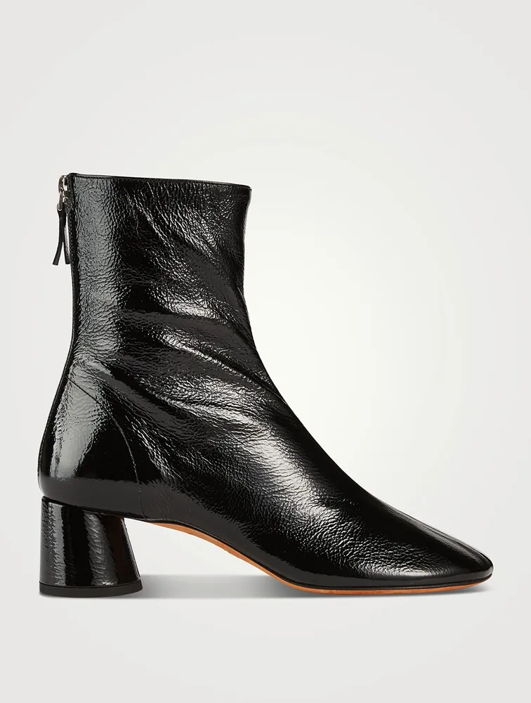 Leather Patent Glove Ankle Boots