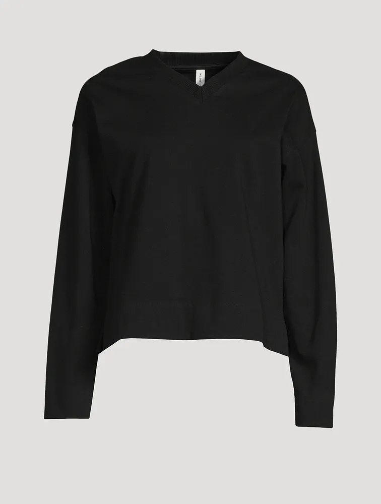 Heavy Jersey V-Neck Long Sleeve T-Shirt