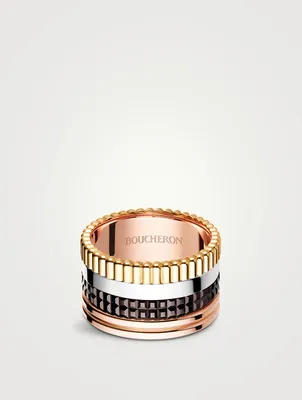 Large Quatre Classique Gold Ring With Brown PVD