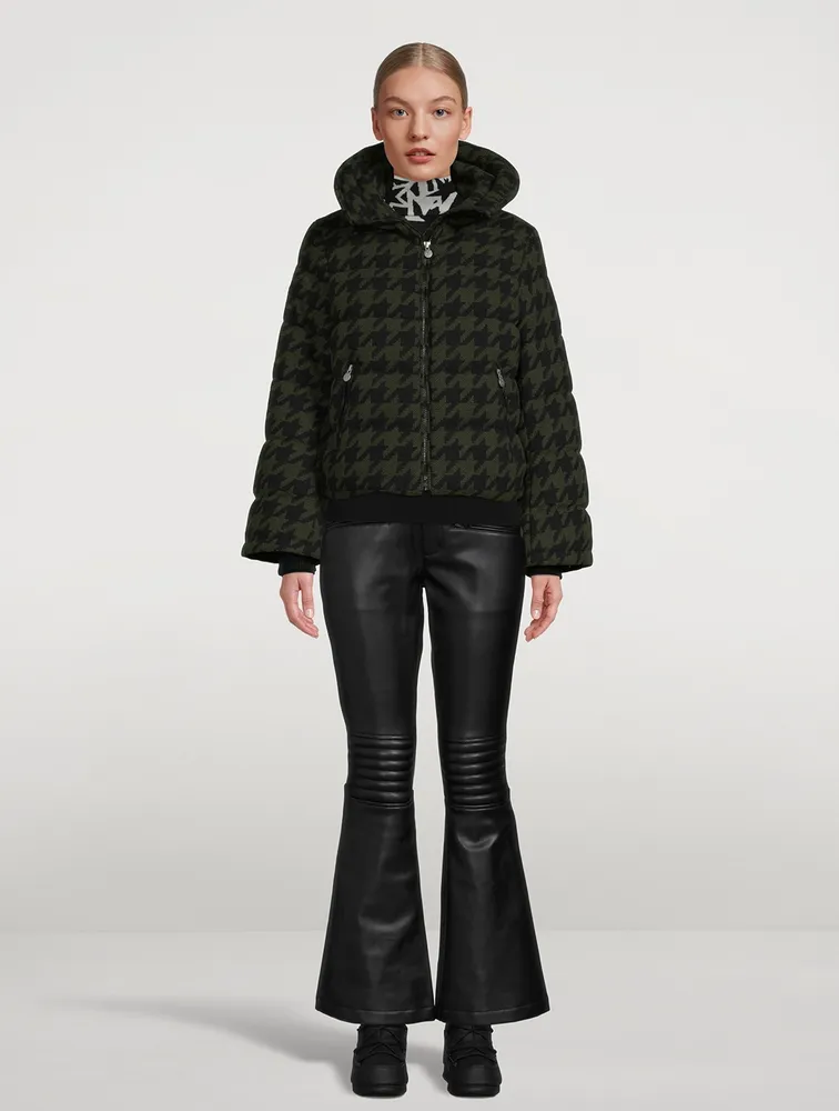 Flare Down Jacket Houndstooth Print
