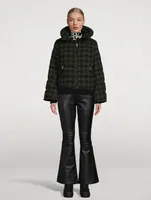 Flare Down Jacket Houndstooth Print