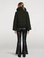 Flare Down Jacket Houndstooth Print