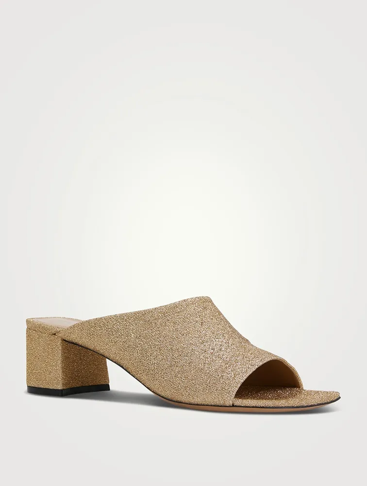 Fabric Heeled Mules