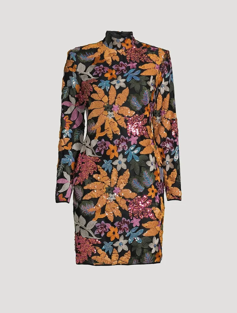 Embellished Floral Mini Dress