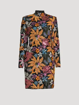 Embellished Floral Mini Dress
