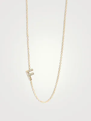 Love Letter 14K Gold F Pavé Diamond Necklace